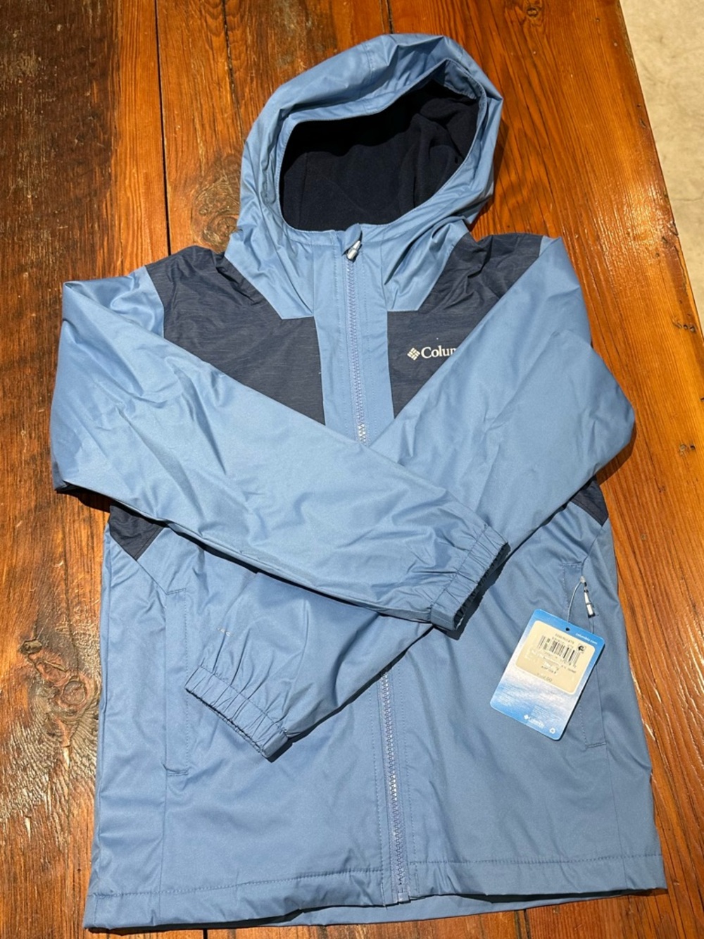NWT Columbia Rainy Trails Jacket, Blue & Navy, Boy's Med 10/12